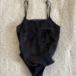 Black silk&lace body suit